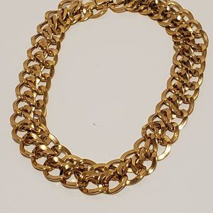 Vintage Chain Necklace Heavy Gold Tone Linked Chunky Collar